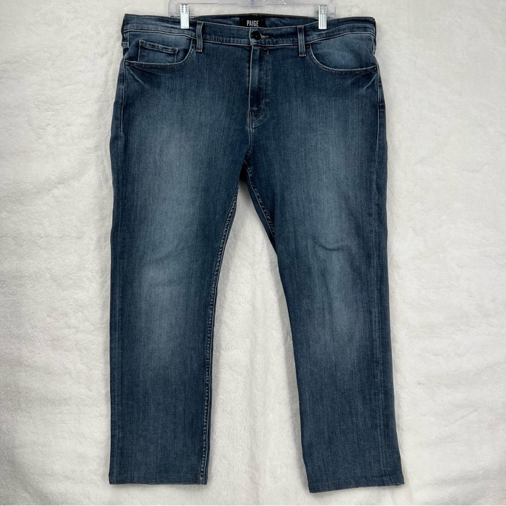 Paige Federal Callow Women Plus 38 waist denim blue jeans straight leg zip front